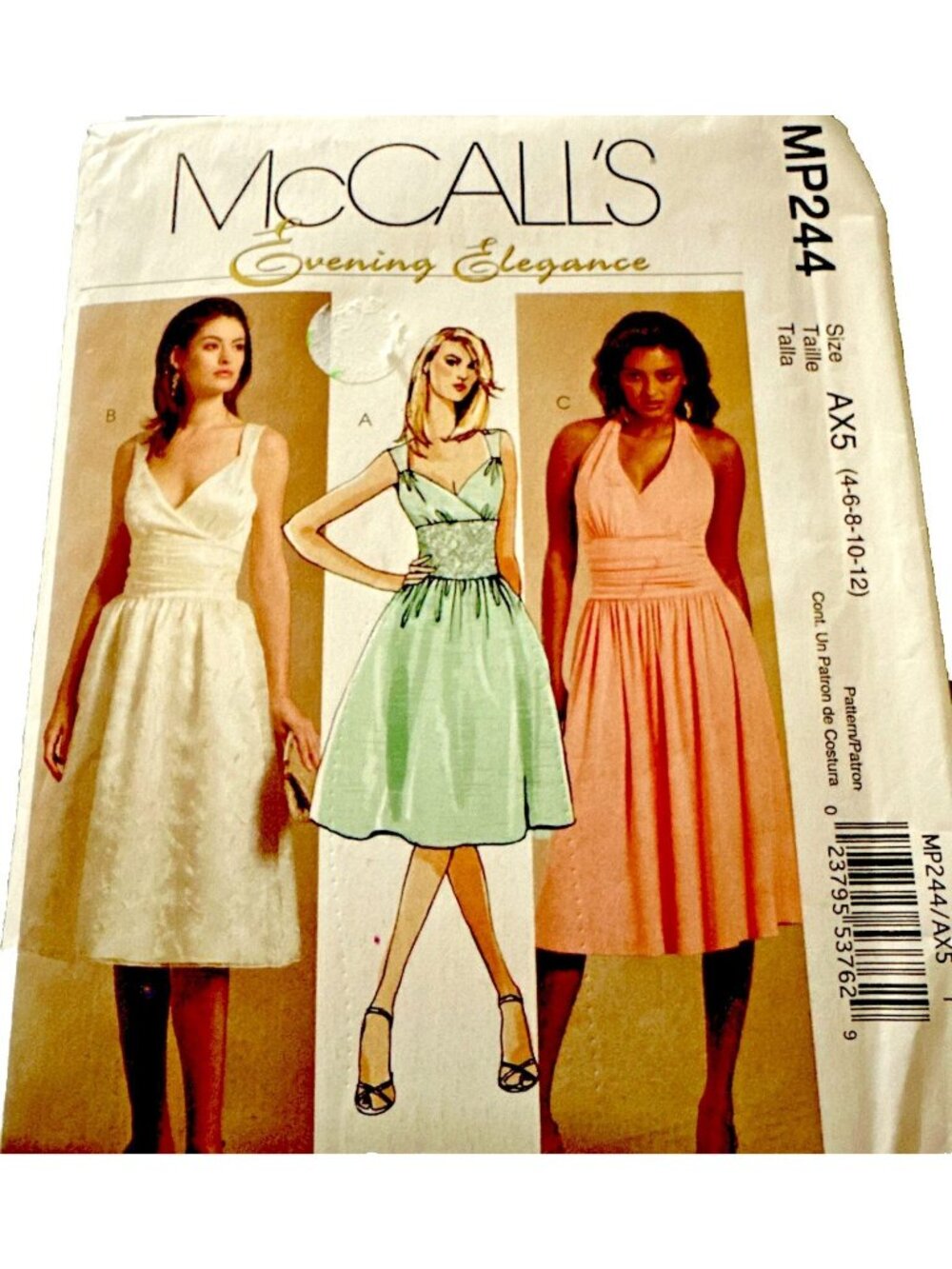 Vintage McCalls MP244 Evening Dress Size 4-12 Sewing Pattern Formal Uncut